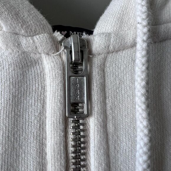 Brandy Melville Hoodie Womens Extra Small White Full Zip Fleece Lined Pockets - Picture 6 of 11